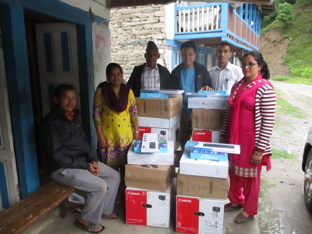Sets of Computer and Printer Distribution at eight schools of Langarche and Bhaskharka wards of Paanchpokhari Thangpal Rural Municipality, Sindhupalchok District.